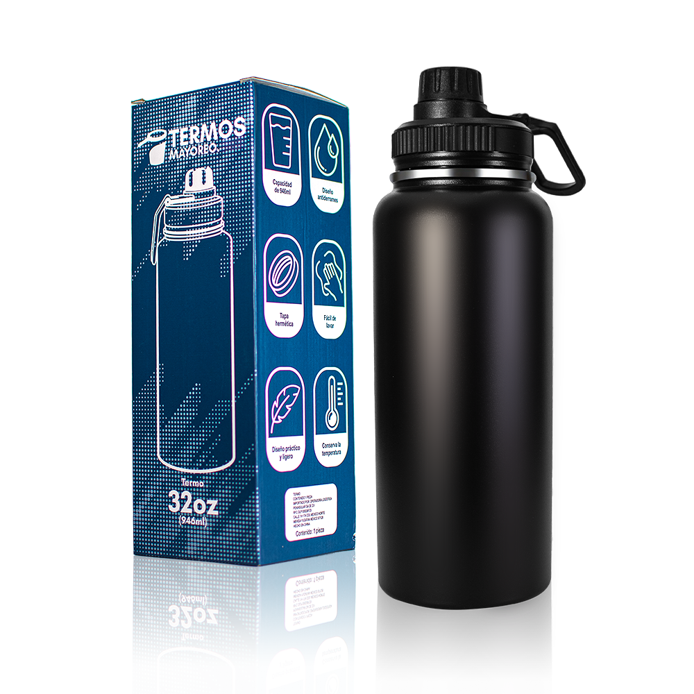 Botella Deportiva Acero Inoxidable 32 oz Caja 25 piezas
