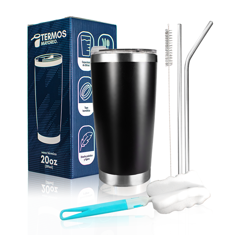 Termo 20 Oz Negro - Caja de 25 piezas