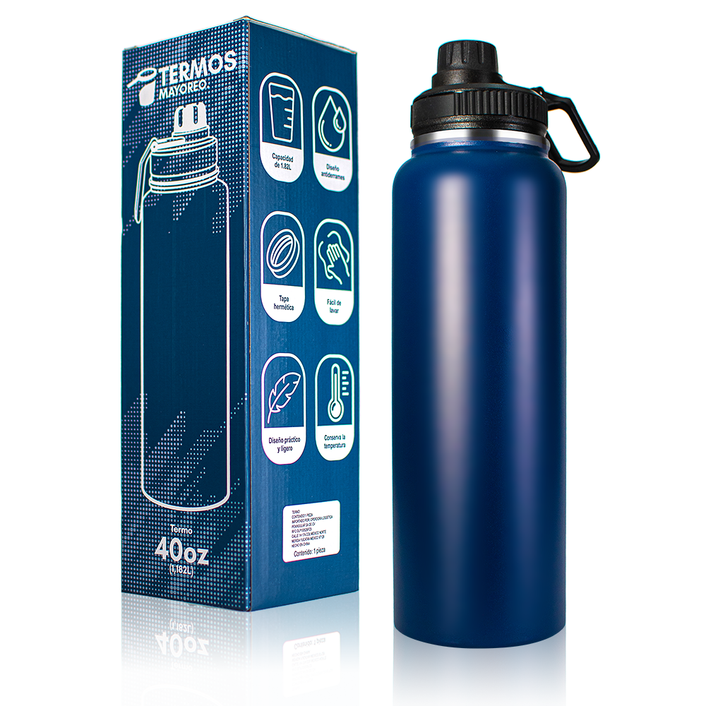 Botella Deportiva Acero Inoxidable 40 oz Caja 25 piezas