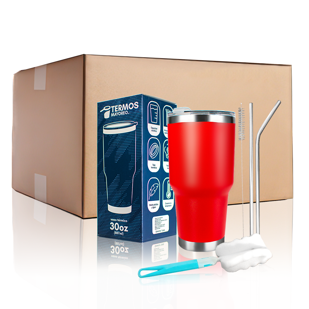 Termo 30 oz Rojo - Caja de 25 piezas